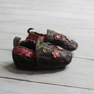 Tommy Tickle Baby Girl Genuine Leather Soft Sole Crib Shoes Brown 0-6 Mo